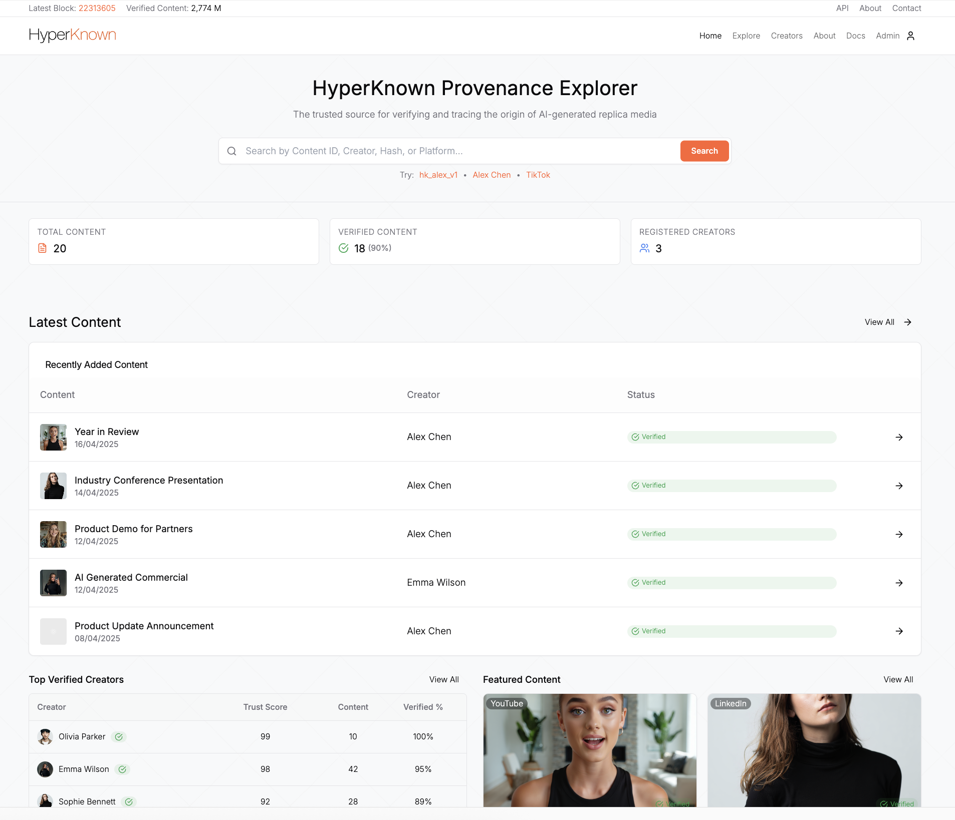 HyperKnown Provenance Explorer Interface